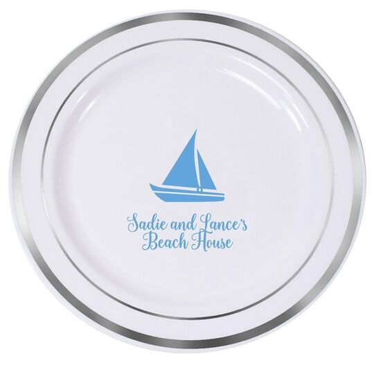 Cutter Sailboat Premium Banded Plastic Plates